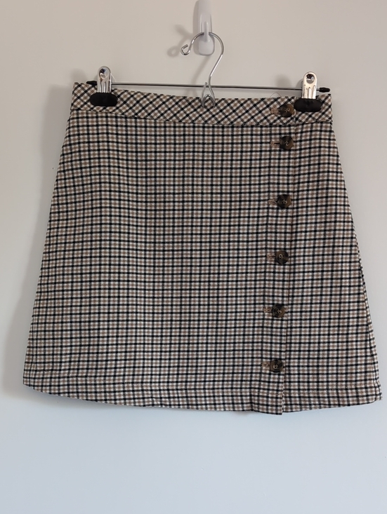 H&M Dresses & Skirts - H&M Plaid Mini Skirt in Beige, Black and Brown